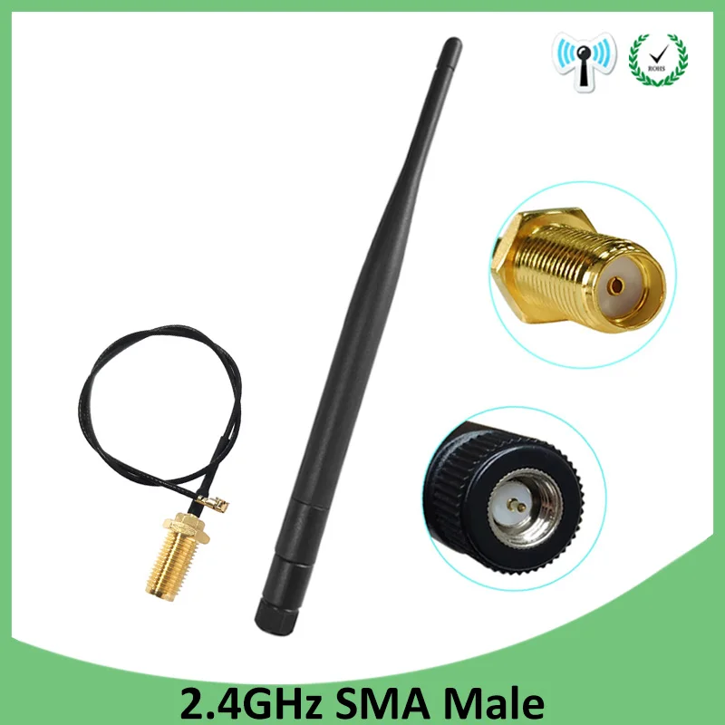 2 шт. 4 ГГц Wi fi антенна 5dBi SMA Штекерный разъем для маршрутизатора бустер + 21 см