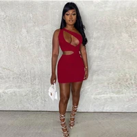 summer women sexy hollow out night club mini dresses bodycon dress one shoulder birthday outfits vacation clothes