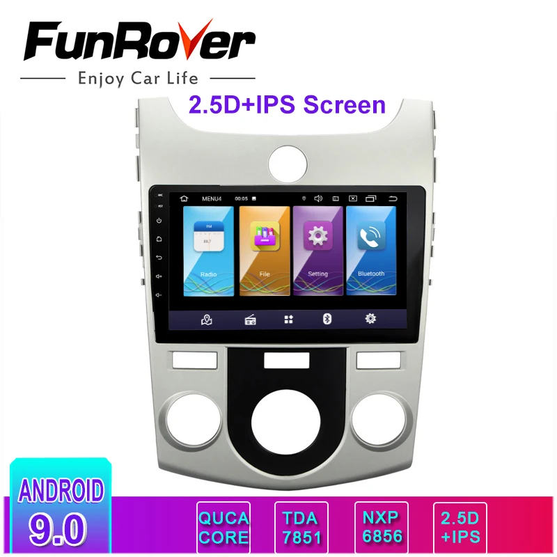 Funrover 2.5D + IPS android 9 0 Автомобильный мультимедийный плеер для KIA Forte Cerato 2008 2009 2010 2011 2012