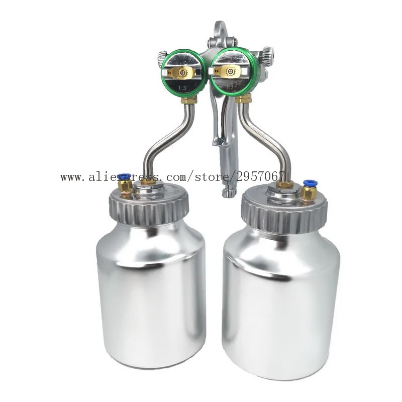 

Double nozzle spray gun 1.3mm nano chrome painting high pressure mirror Dual Head pneumatic sprayer