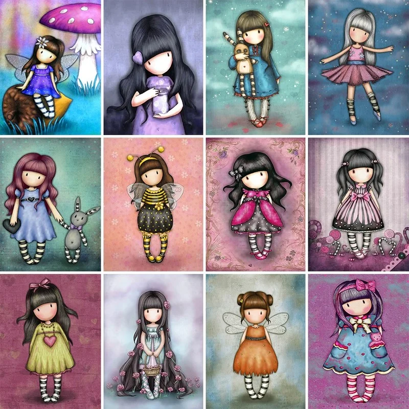 

5D DIY Diamond Painting Girl Picture Full Drill Square Diamond Embroidery Cross Stitch Cartoon Gift Kits Home Decor