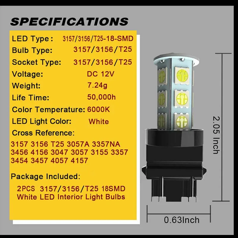 3157 3156 T25 светодиодный ная лампа белый и красный свет 18 SMD СВЕТОДИОДНЫЙ указателя