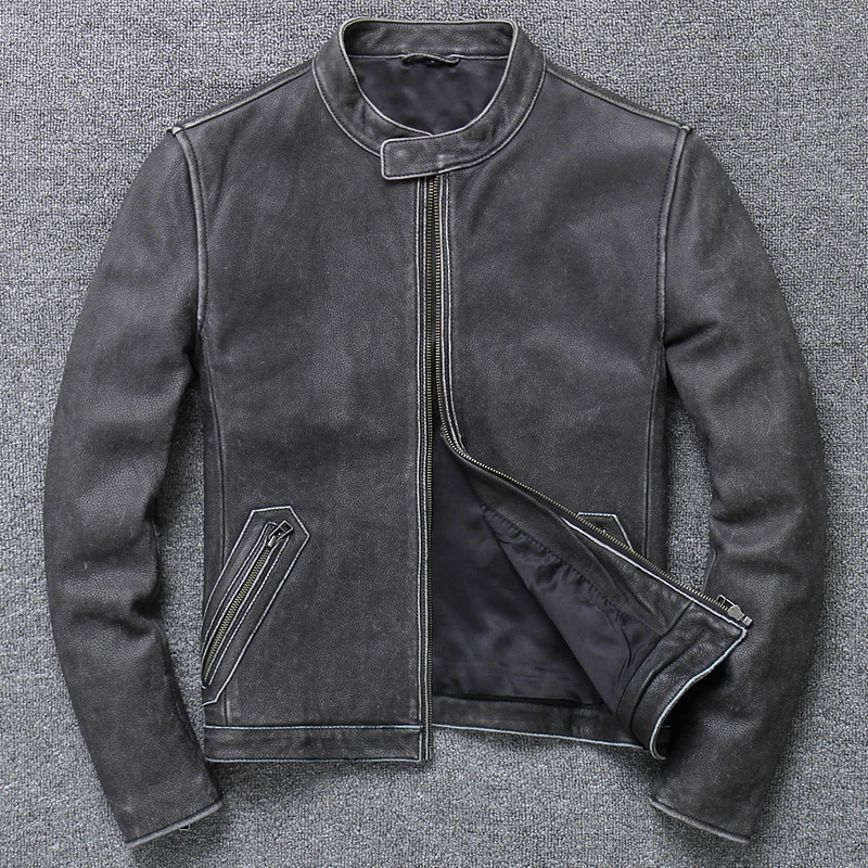 

Genuine 2020 Brand Leather Autumn Men Large Size Motorcycle Biker Soft Cowhide Coat Locomotive Garment Vintage Jacket