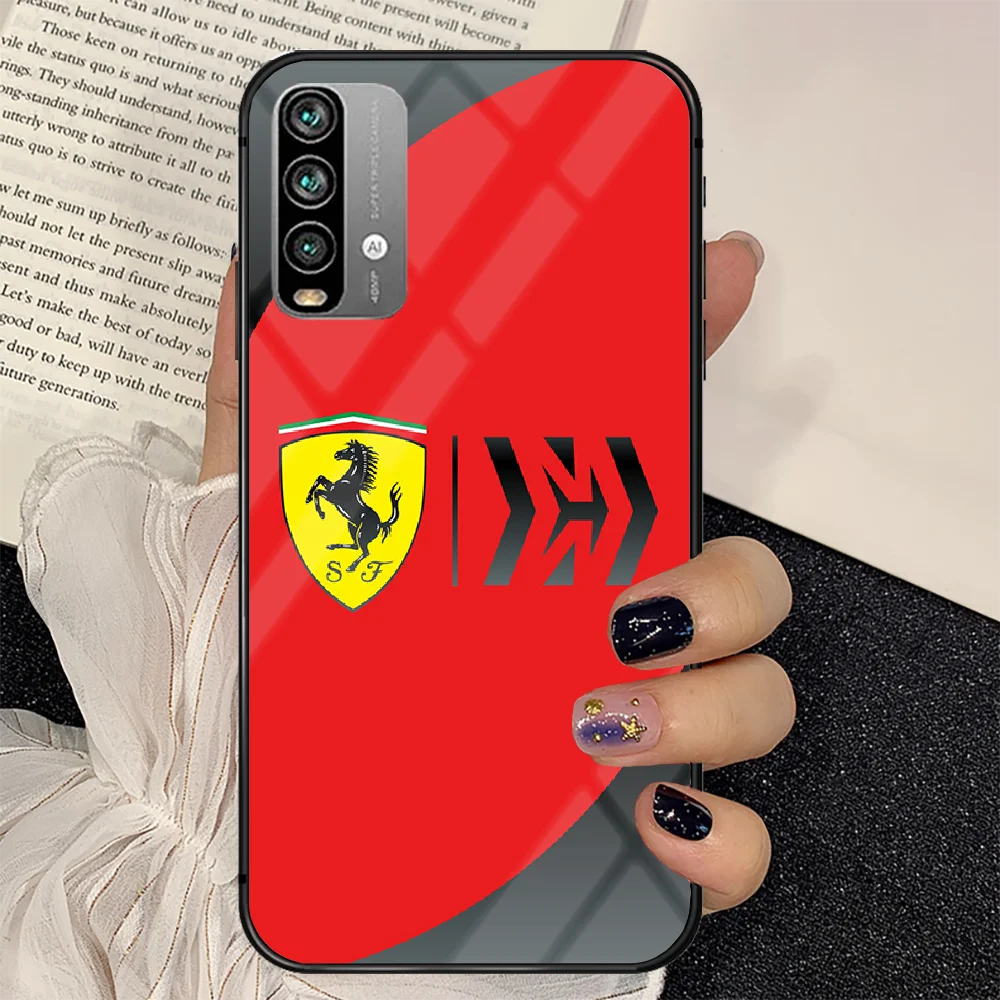

Sporting Car Ferraris Phone Tempered Glass Case Cover For Xiaomi Redmi note k 7 8 9 10 30 40 A C T S Pro Soft Etui Bumper Funda
