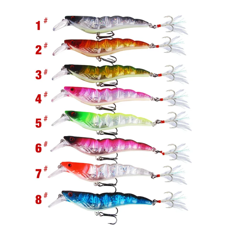 

Shrimp Luya Bait 2021 1Pcs Perch Fake Bait Bionic Bait Mino Long Shot Crystal Shrimp 3D Eyes 8 Color Ocean Beach Fishing LAKE