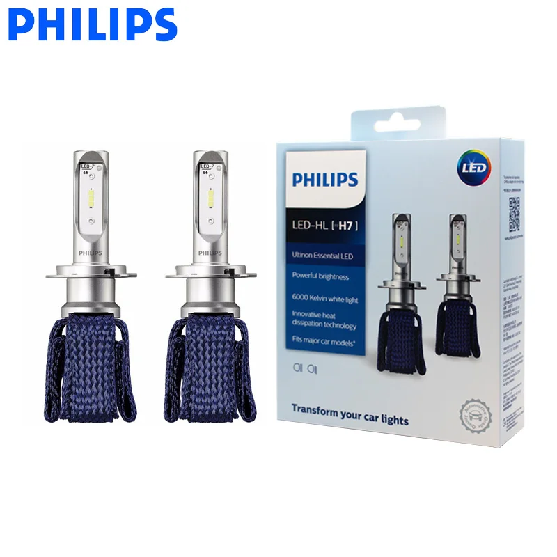 Philips светодиодный H7 Ultinon, незаменимый светодиодный автомобильный светильник, 6000 K, яркий белый светильник, автомобильный головной светильник, инновационный нагрев, 11972UE X2, пара