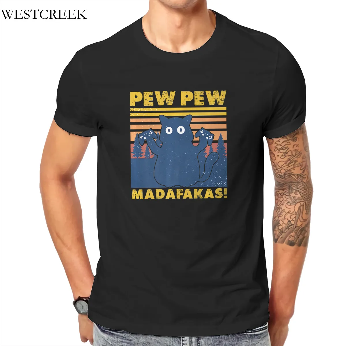 

WESTCREEK Cat Gaming Pew Madafakas модные смешные новые парные футболки на заказ 164525