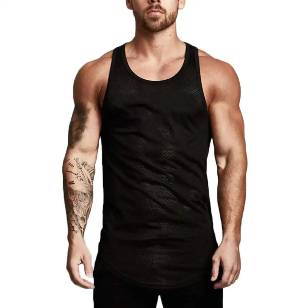 

Summer Men Sleeveless Tank Top Breathable Mesh Bodybuilding Sport Fitness Vest