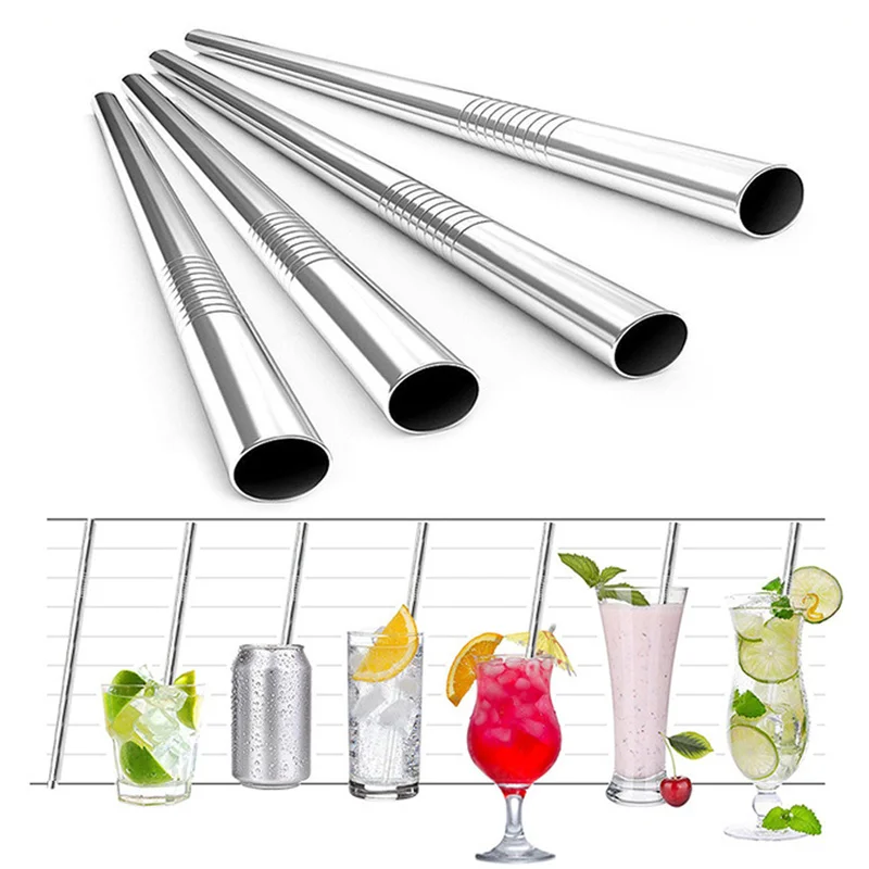 Многоразовые стальные широкие металлические соломинки для питья из нержавеющей