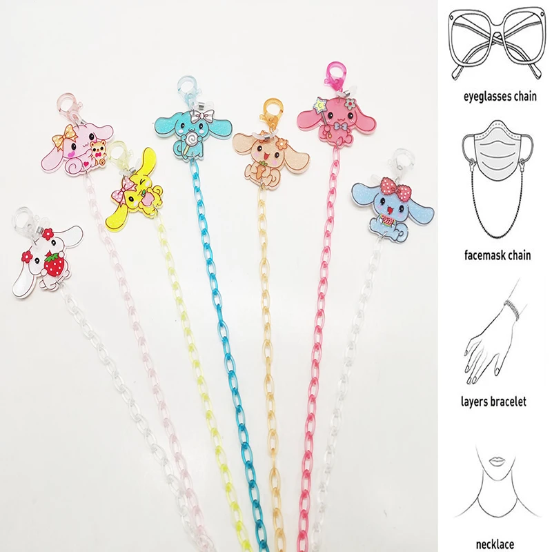 

Children's Mask Chain Anti-lost Acrylic Sunglass Lanyard Holder Funny Cartoon Big Ear Dog Charm Eyewear Jewelry Gift For Kids