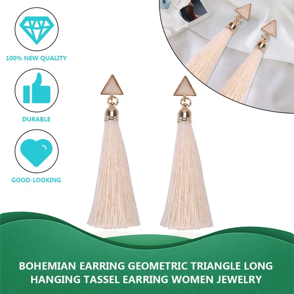 Серьги в богемном стиле черные синие красные розовые висячие серьги из шелковой