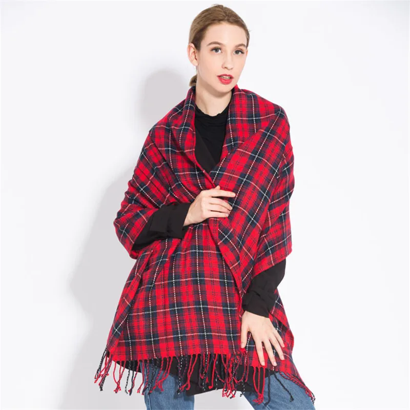 20 Fashion Women's Winter Stole Plaid Scarves ladies Cashmere Scarf long wool pashmina femme foulard female winter neck scarf - Цвет: 20