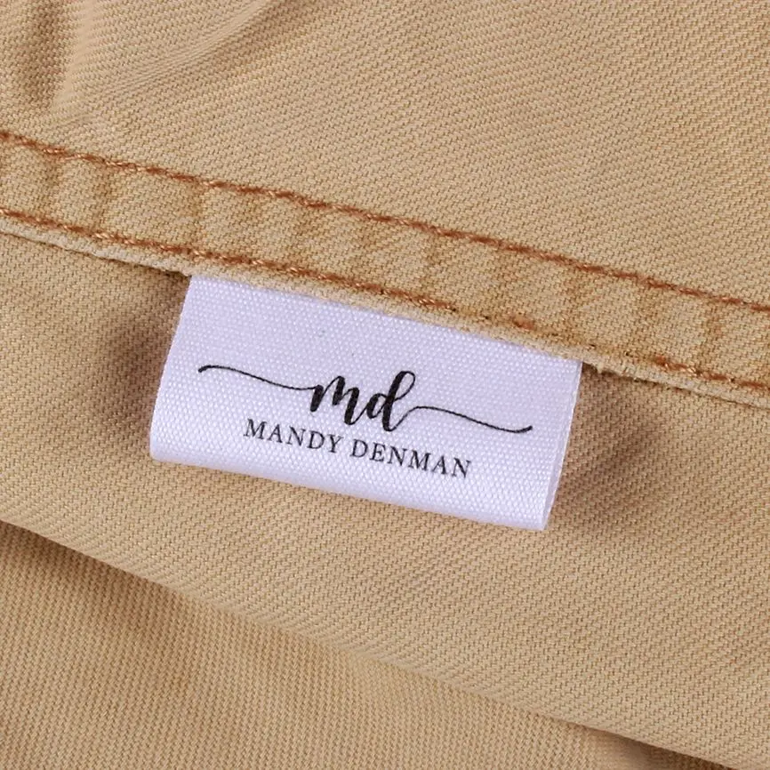

Custom Sewing label, Logo or Text - fold Tags, Personalized Brand , Printing Labels, sew on label (MD1002)