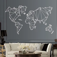 large size geometric world map wall sticker vinyl mural removable bedroom decor stickers home living room decoration accessories