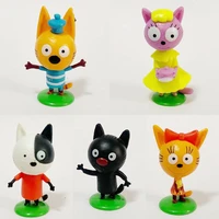 3 4cm kid e cats action figure toys happy three kittens decoration collection figurine toy model for children christmas gifts