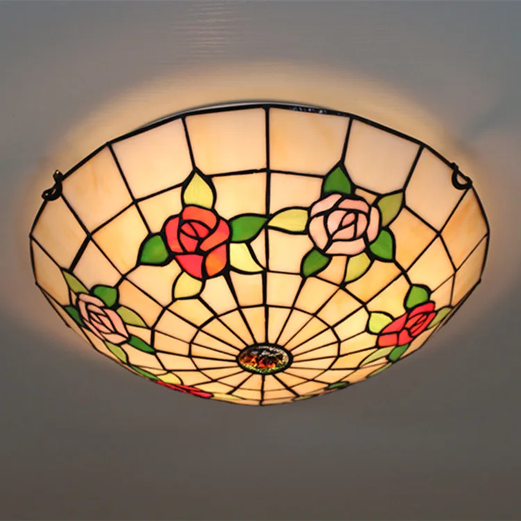 Средиземноморский стиль цветной стеклянный абажур потолочный светильник Tiffanylamp лампа с креплением светодиодный лампы