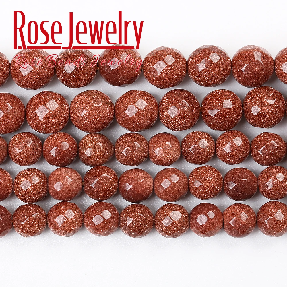 Оптовая продажа натуральный граненый золотой песчаник/круглые бусины с золотым