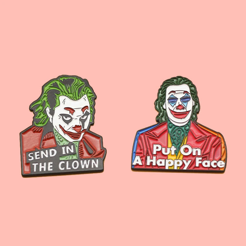 

Joker Movie Joaquin Phoenix Arthur Fleck Enamel Brooch Pins Badge Lapel Pins Alloy Metal Fashion Jewelry Accessories Gifts