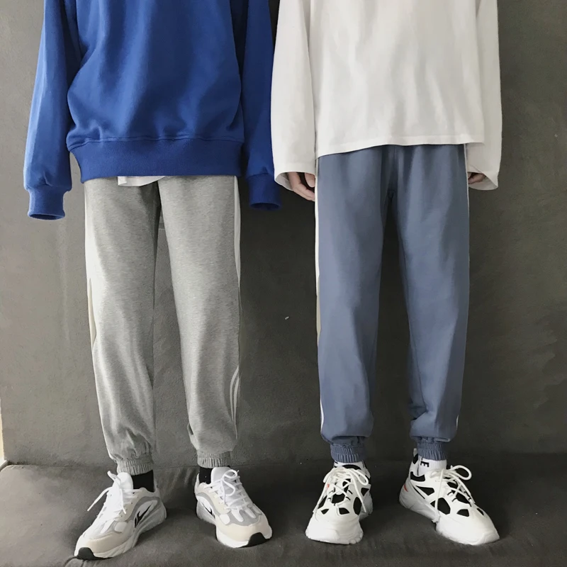 Осенние новые брюки мужские модные контрастные цвета повседневные Прямые