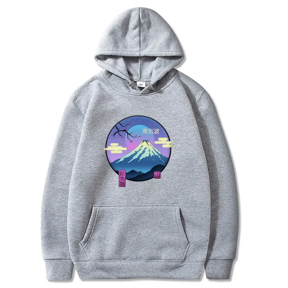 

Mount Fuji Pattern Hoodies Japanese landscape fleece hoodie Punk men's clothing Autumn and winter hooded sweater Casual jacket