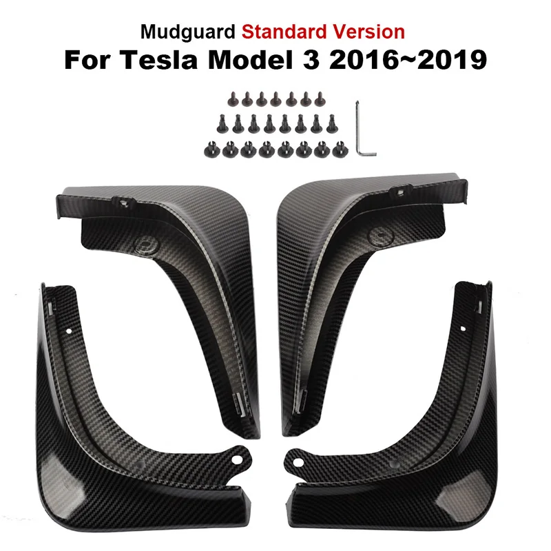 Автомобильный карбоновый брызговик для Tesla Model3- переднее/заднее крыло аксессуары Авто брызговик панельные брызговики(набор из 4