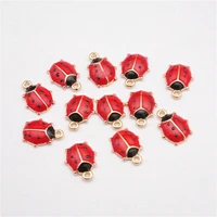 10pcspack ladybug enamel charms fit necklace bracelet diy draft fashion jewelry accessory 911mm