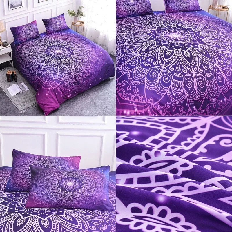 Комплект постельного белья с рисунком мандалы пододеяльником постельное белье