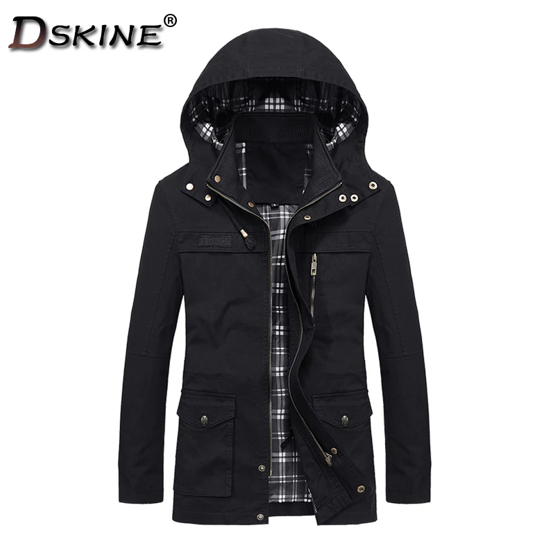 

Men 2021 Winter New Casual Outdoor Long Hooded Pure Cotton Windproof Jacket Coat Men Outwear Fashion Pockets Parka Jacket Men