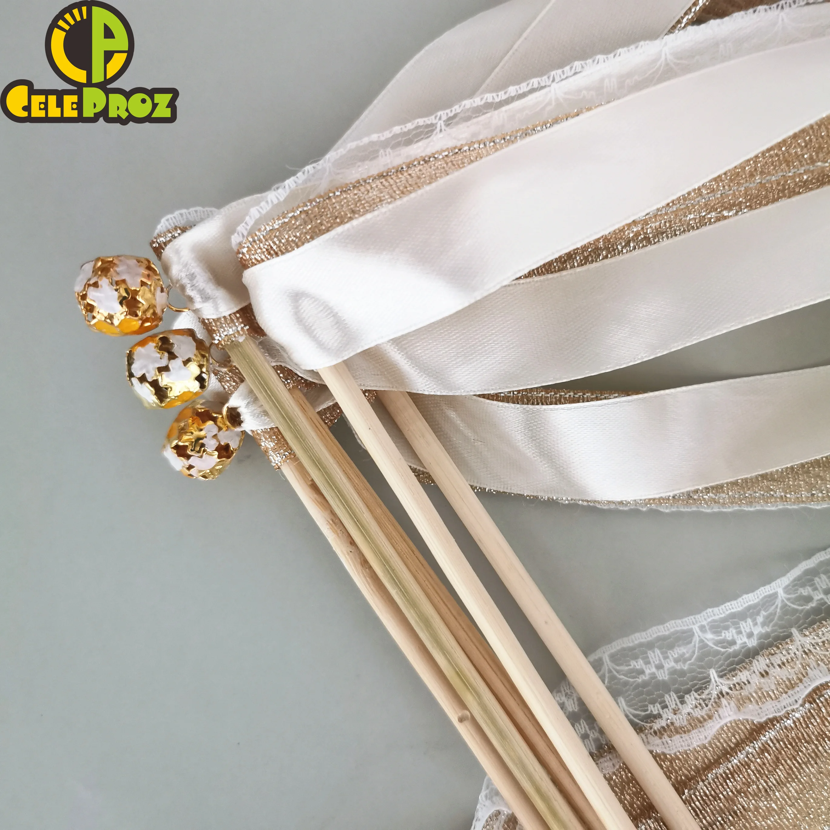 50 шт. сказочные палочки с колокольчиками и лентами цвета слоновой кости|Флажки