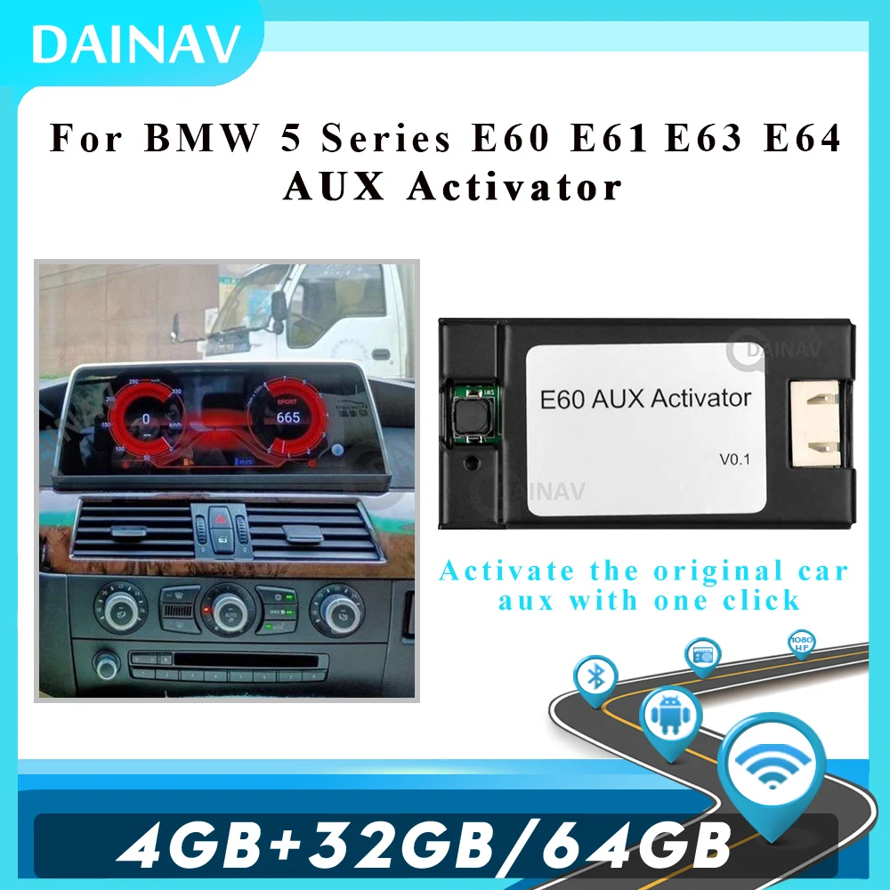 

Car Radio AUX Activator For BMW 5 Series E60 E61 E63 E64 2006 2007 2008 2009 2010 Android 10 Car Stereo Multimedia Player