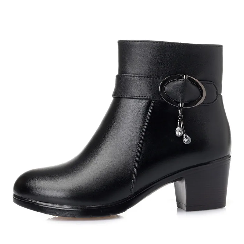 ASUMER/женские зимние ботильоны из натуральной кожи на молнии с круглым носком