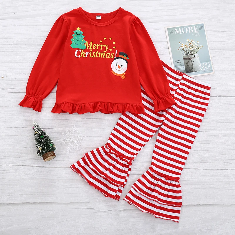 

Keelorn 2Pcs Christmas Girls Boys Cartoon Clothing Sets 2020 New Baby Kid Party Costumes Striped Clothes Sweet Outfits Tracksuit