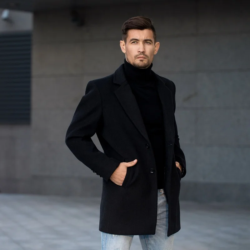 TIAN QIONG Brand Men Wool Coats Autumn Winter New Solid Color High Quality 's Luxurious Blends Coat Male | Мужская одежда