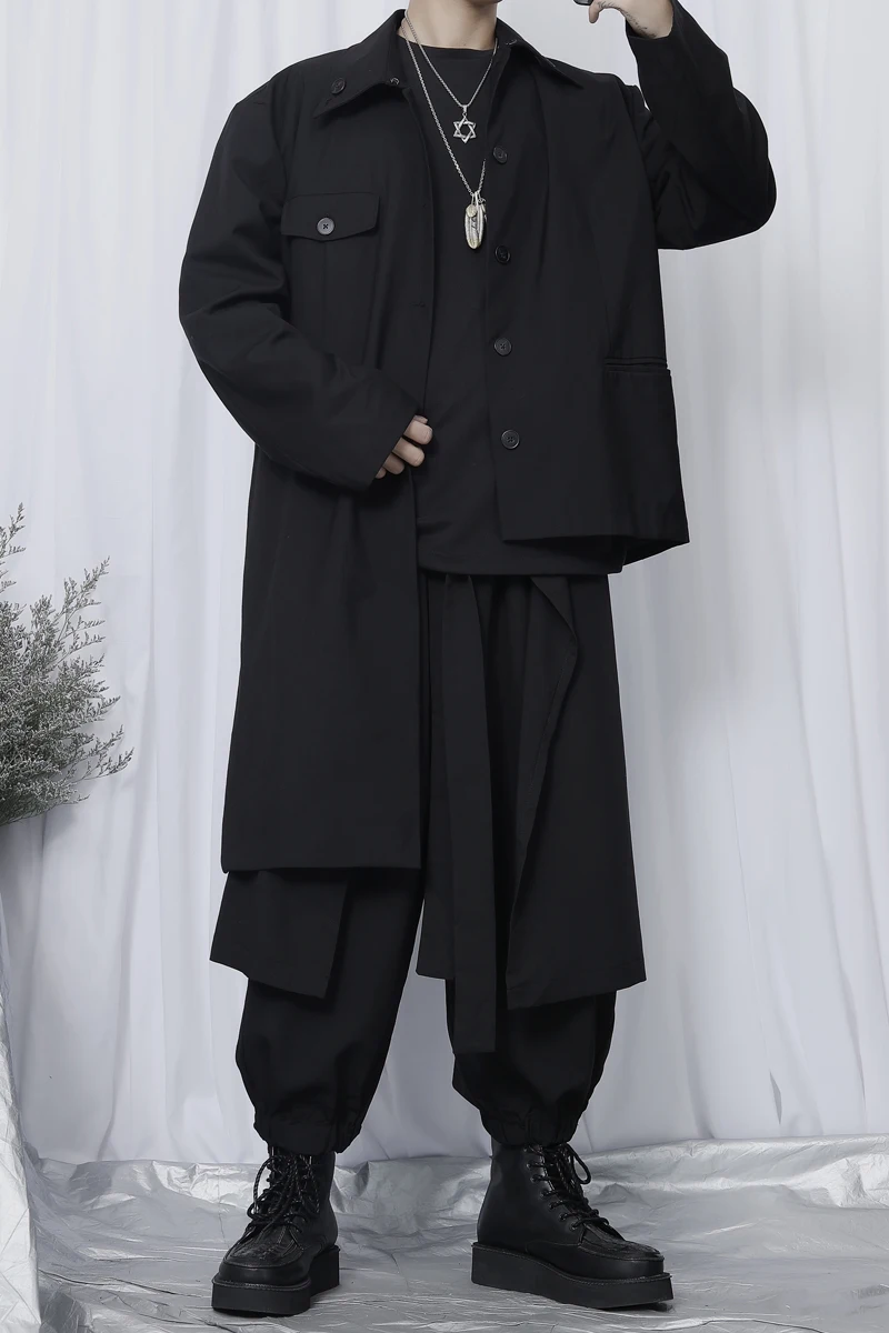 

IEFB men's wear Asymmetric hem black blazers for male 2021 fashipn new niche handsome loose long sleeve suit japan style 9Y1597