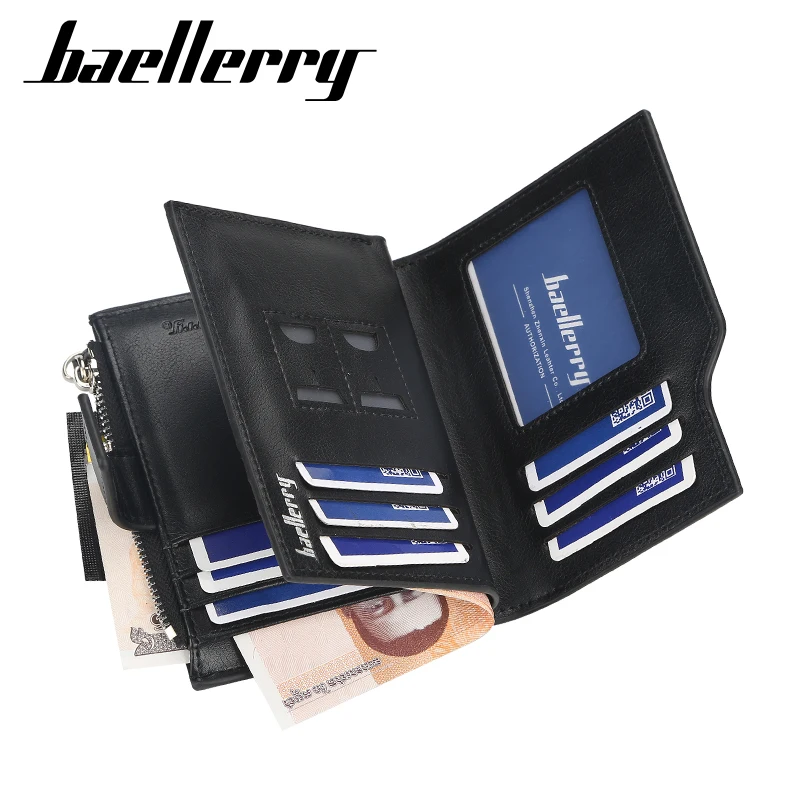 

Men Wallet Brand Wallet Double Zipper&Hasp Design Small Wallet Male High Quality Short Purse Card Holder Coin Purse Card Holder