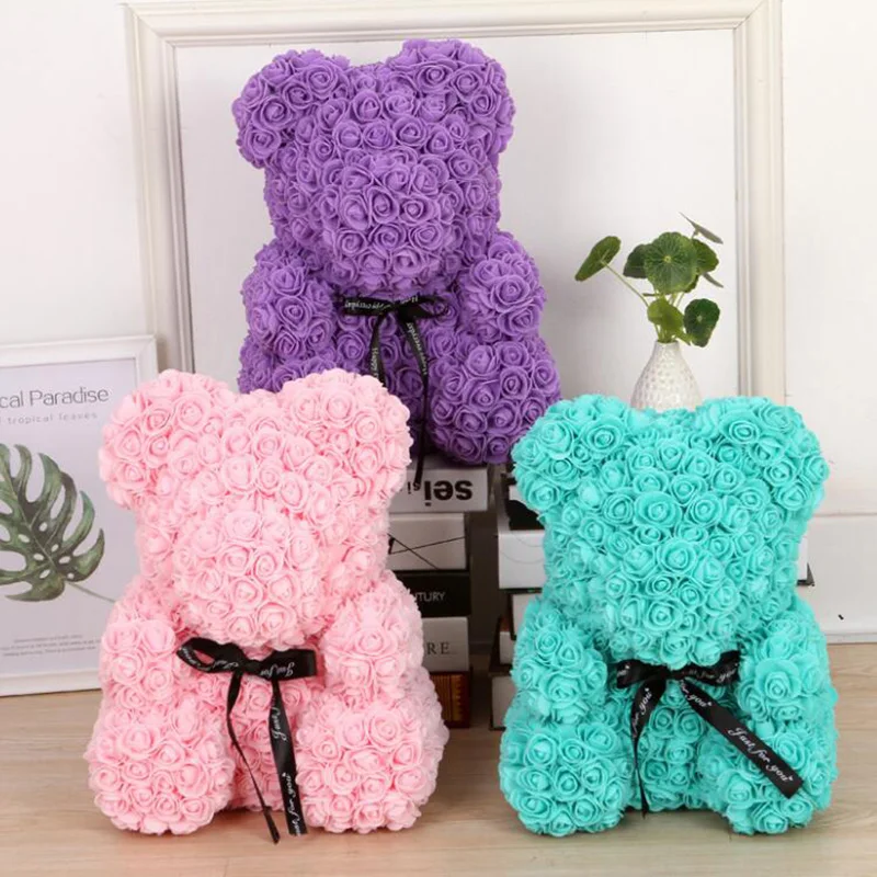 35 см роза медведь Искусственный цветок розы рождественские подарки для женщин