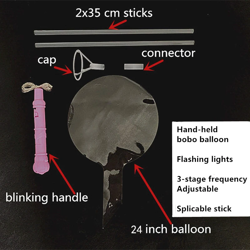 24 inch LED balloons Мигающий светодиодный Bobo воздушный шар с барабанные палочки гелия прозрачный клипсы для воздушных шаров, украшения для свадьбы дня рождения с 3-я ступенями частоты светодиодный светильник шар - Цвет: 24 inch LED balloons