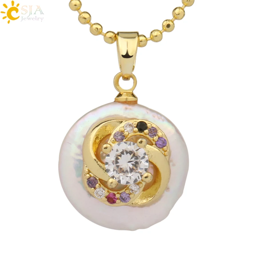 Necklace-G Csja кулон из пресноводного жемчуга, крошечное ожерелье из бисера, сердце из фианита подвески в форме цветов для детей, милое колье для девочек, модные украшения, G213 - Окраска металла: Necklace-G