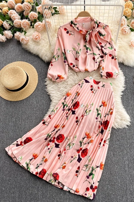 

Ladies temperament suit 2021 new style ladies shirt elegant printing mid-length skirt fashion two-piece suit