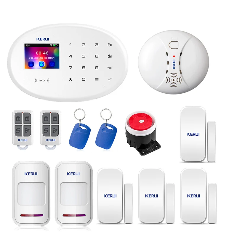Kit 3 KERUI wifi GSM домашняя охранная сигнализация 2,4 дюймов TFT цветная Сенсорная панель приложение управление RFID карта беспроводной умный дом Охранная сигнализация хост - Цвет: Kit 3