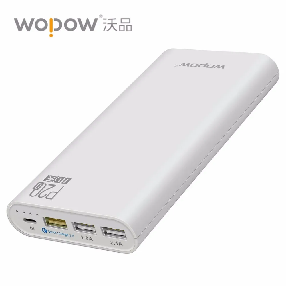 Wopow P20Q 20000mAh power Bank Универсальное зарядное устройство для быстрой зарядки 3 0