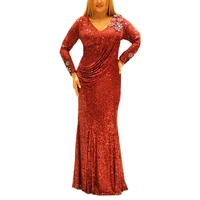 2021 new african dresses for women africa clothing muslim long sequined sexy dress super high quality fashion robe africaine