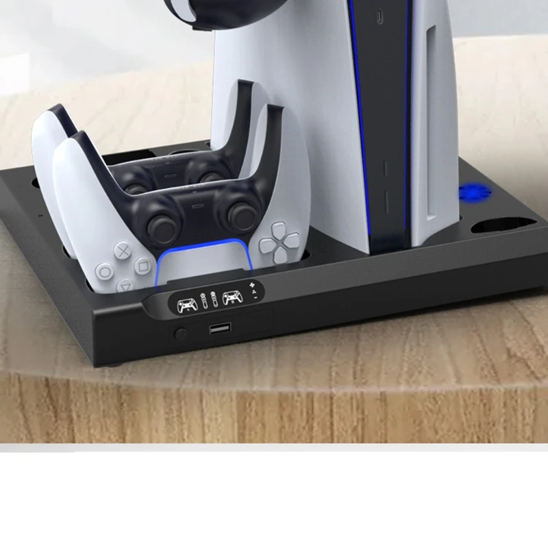 

594F Multi-function Charging Dock Station Charger Stand w/ Cooler Fan for PS5/PS VR