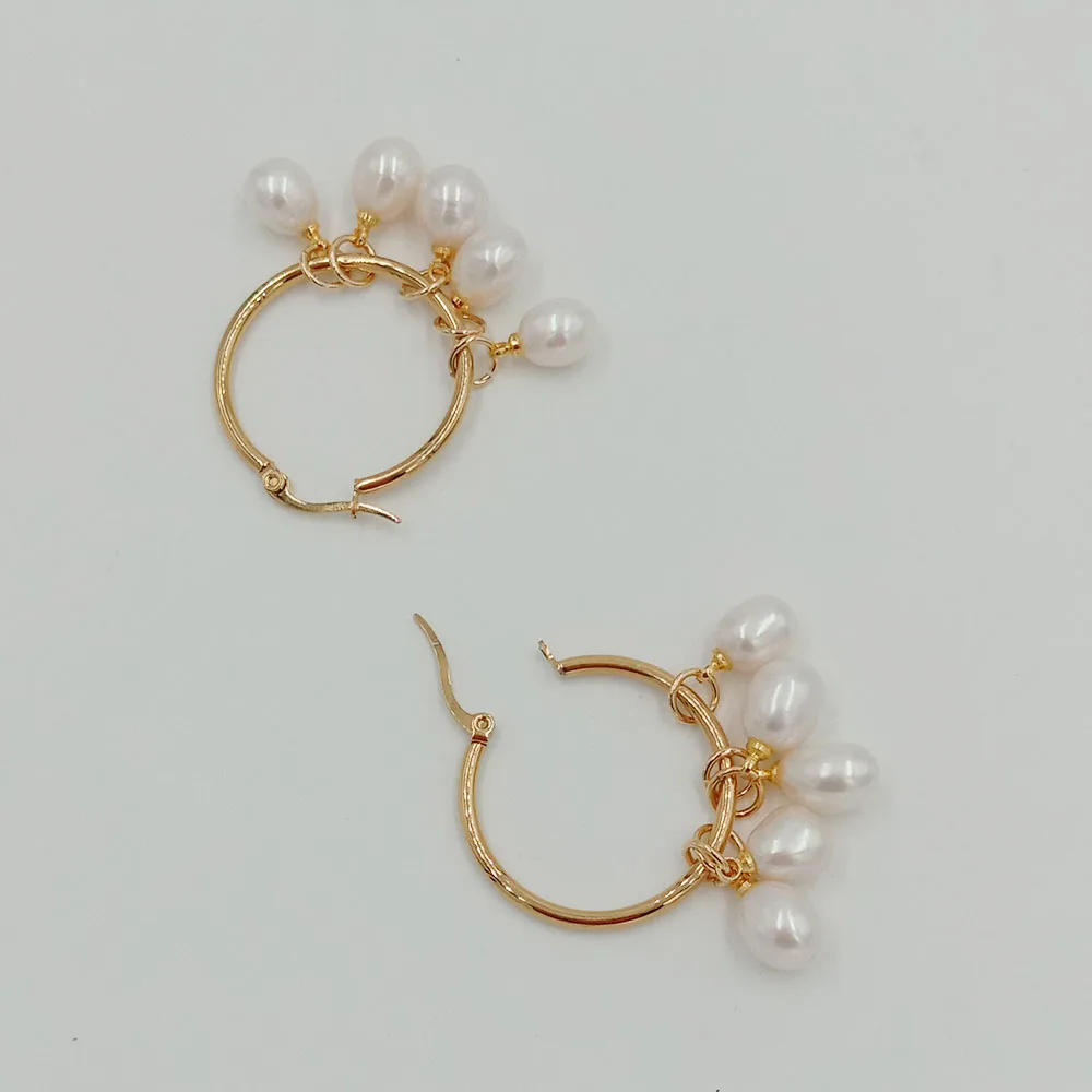 Серьги из нержавеющей стали с жемчугом 100% натуральный пресноводный жемчуг