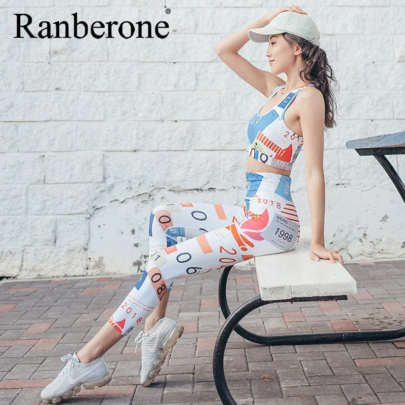 

Ranberone 2 Pieces Yoga Set Women Workout Sports Bra and Fitness Leggings Sets Running Active Wear Gym Clothing Athletic Outfits