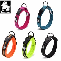 truelove adjustable luxury designer dog collar 3m reflective nylon with name tag breathable mesh padded necklace pet accessories