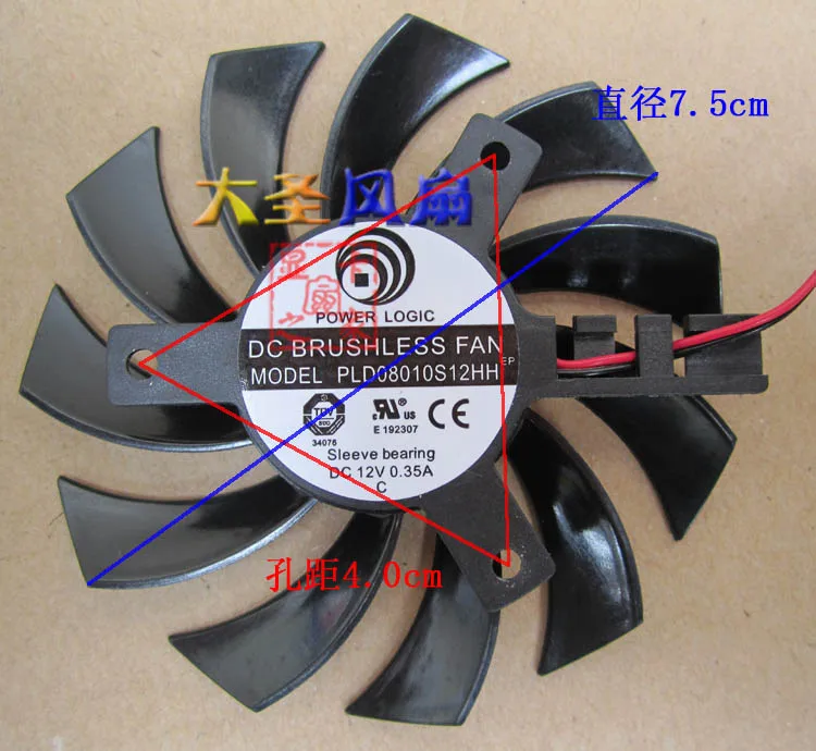 

The new EVGA GT440 GT620 GT630 graphics fan fan pitch 4.0 diameter 7.5cm