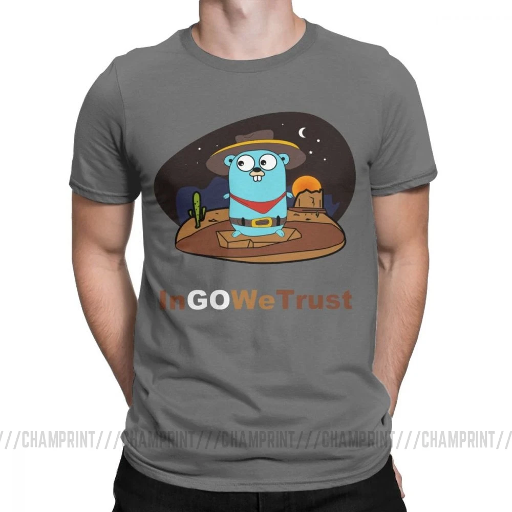 Темно-серый Golang Мужская футболка Gopher In Go мы доверяем программисту Программирование футболка кодер кодирование одежда разработчик забавная футболка - Цвет: Темно-серый
