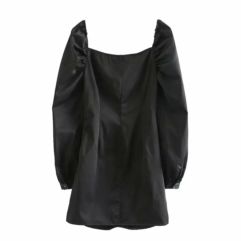 Новинка 2020 Женский винтажный буф рукав квадратный воротник плиссированное