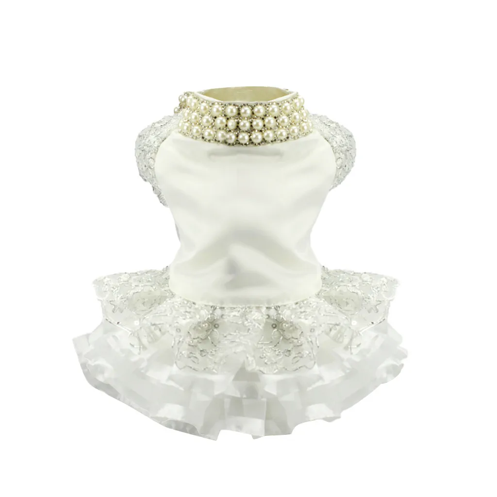 Платья для собак милые кружевные платья принцессы с жемчужинами дышащие юбки